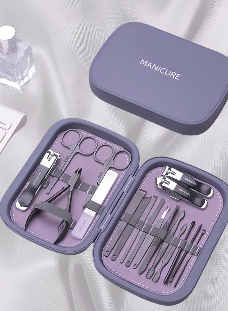 18 In 1 Nail Clipper Manicure Set Twilight Purple - Image 1